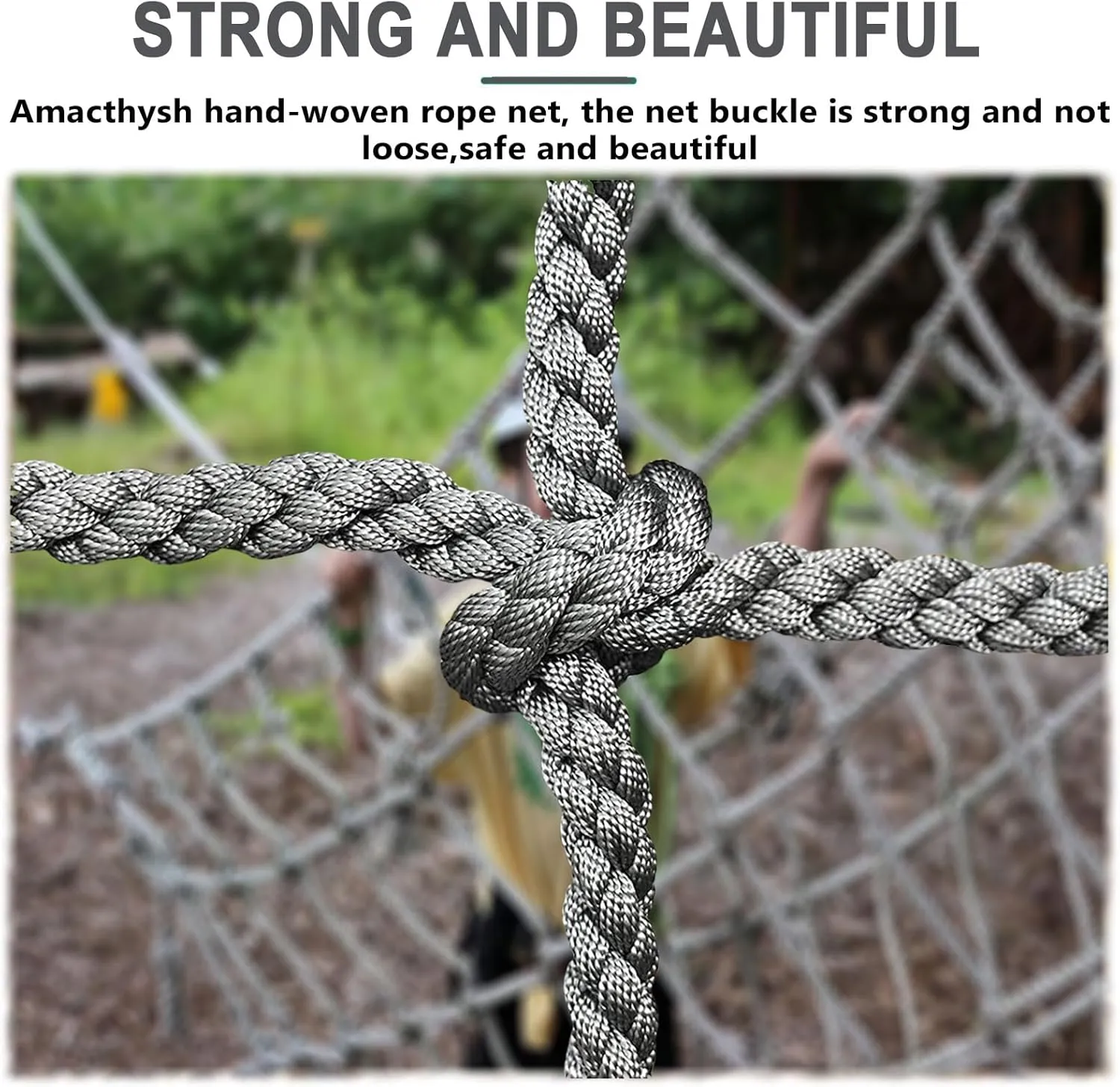 Rope Netting for Playing,Sturdy Indoor and Outdoor Heavy Duty Climbing Frame Net Rope for Treehouse,Yard Protection,16 Cm Grid(Size:6.6 * 6.6ft)