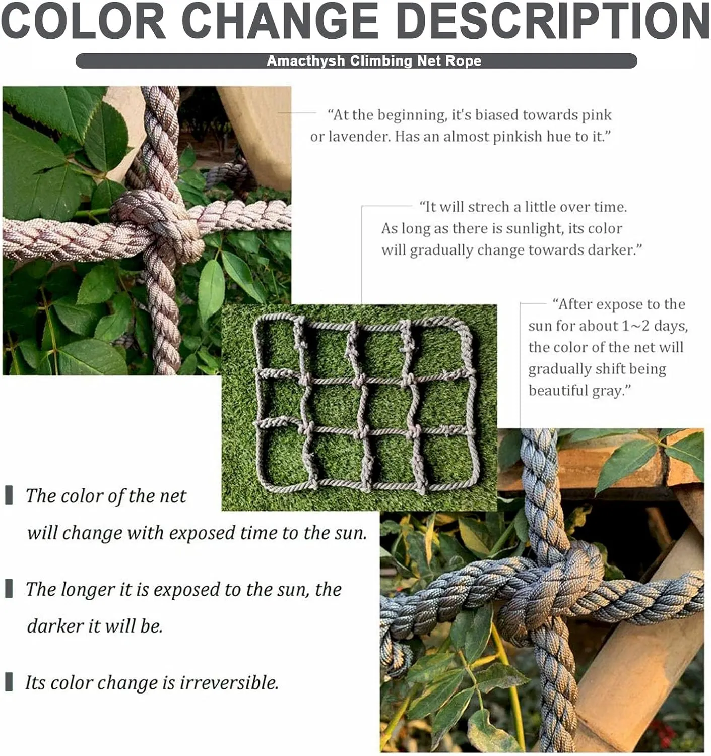 Rope Netting for Playing,Sturdy Indoor and Outdoor Heavy Duty Climbing Frame Net Rope for Treehouse,Yard Protection,16 Cm Grid(Size:6.6 * 6.6ft)