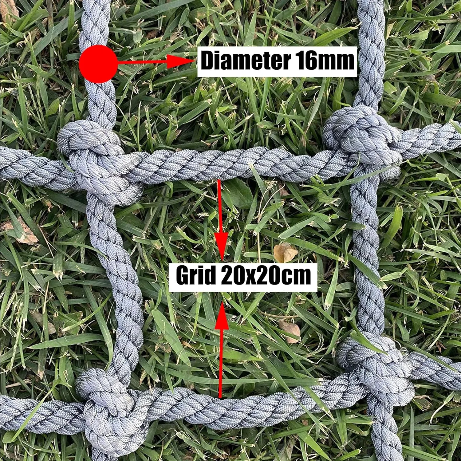 Rope Netting for Playing,Sturdy Indoor and Outdoor Heavy Duty Climbing Frame Net Rope for Treehouse,Yard Protection,16 Cm Grid(Size:6.6 * 6.6ft)