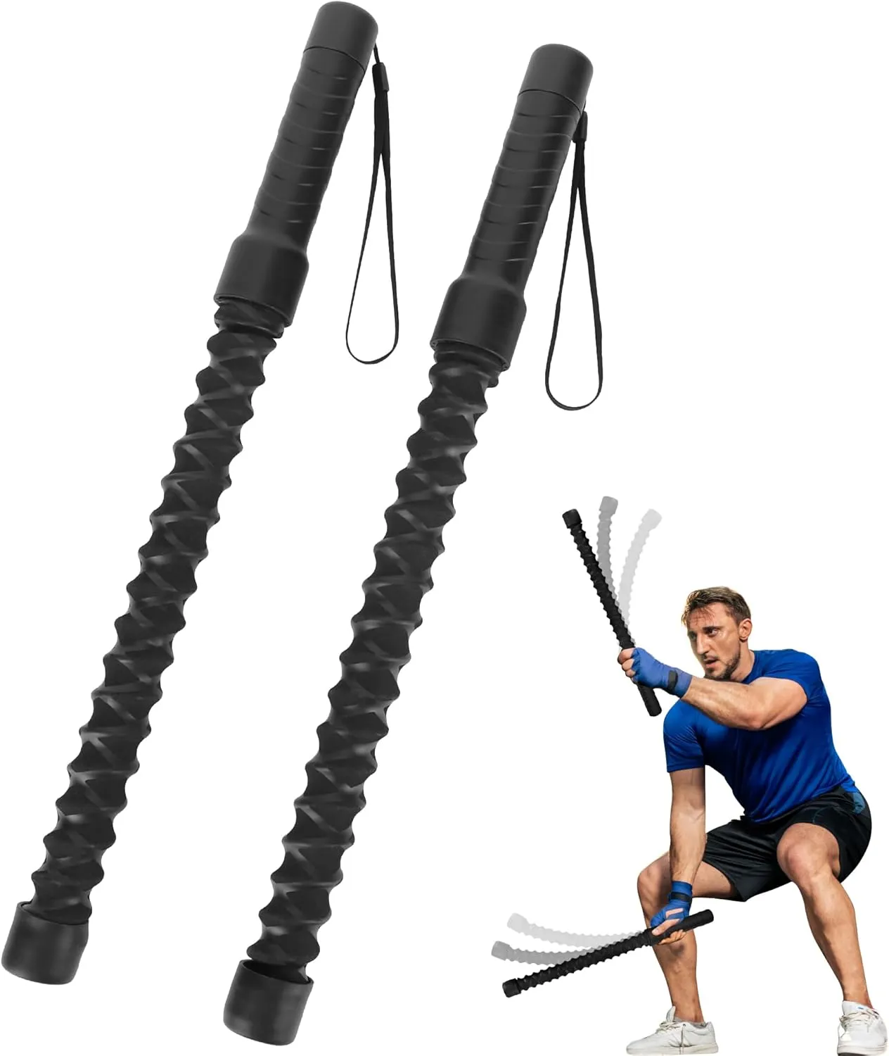 Ropeless Battle Ropes for Home Gym, Lightweight Battle Rope for Fitness Beginners, Portable Workout Ropes for Working Out, Durable Exercise Ropes for Home Workout - 2PCS