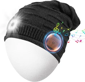 Rotibox Bluetooth Beanie Hat with Light, Music Knit Hat with Headphones for Outdoor Sports,Gifts for Birthday, Christmas, Mens Stocking Stuffers for Men, Women, Teens