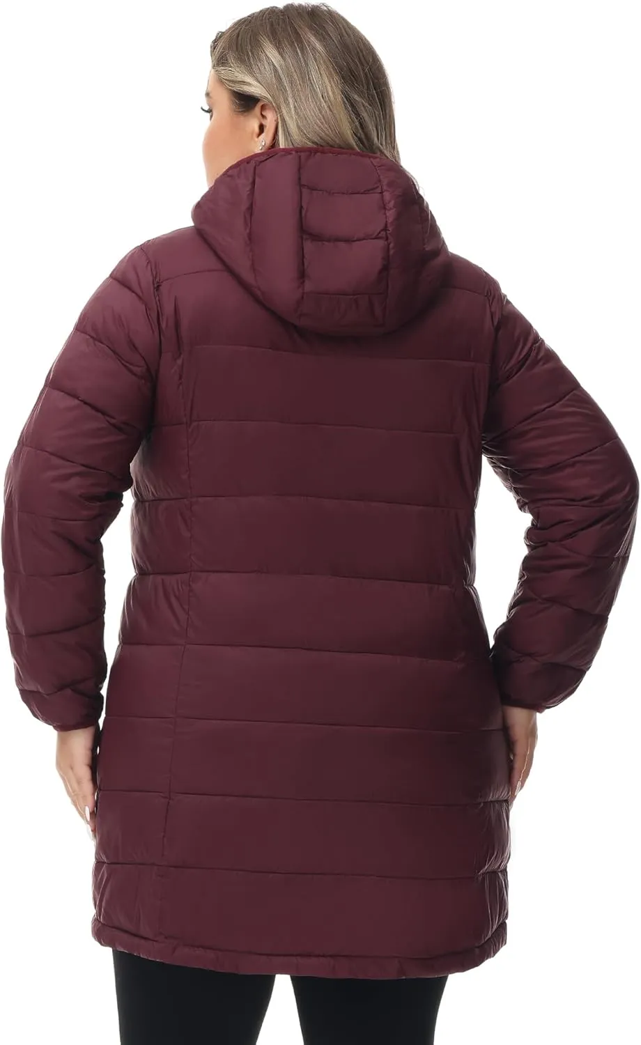 ROYAL MATRIX Women's Plus Size Puffer Jacket Packable Lightweight Hooded Quilted Spring Fall Long Puffer Coat