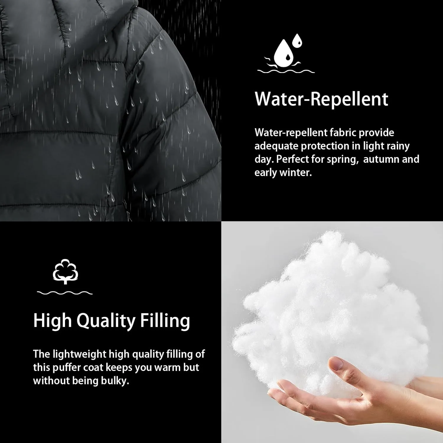 ROYAL MATRIX Women's Plus Size Puffer Jacket Packable Lightweight Hooded Quilted Spring Fall Long Puffer Coat