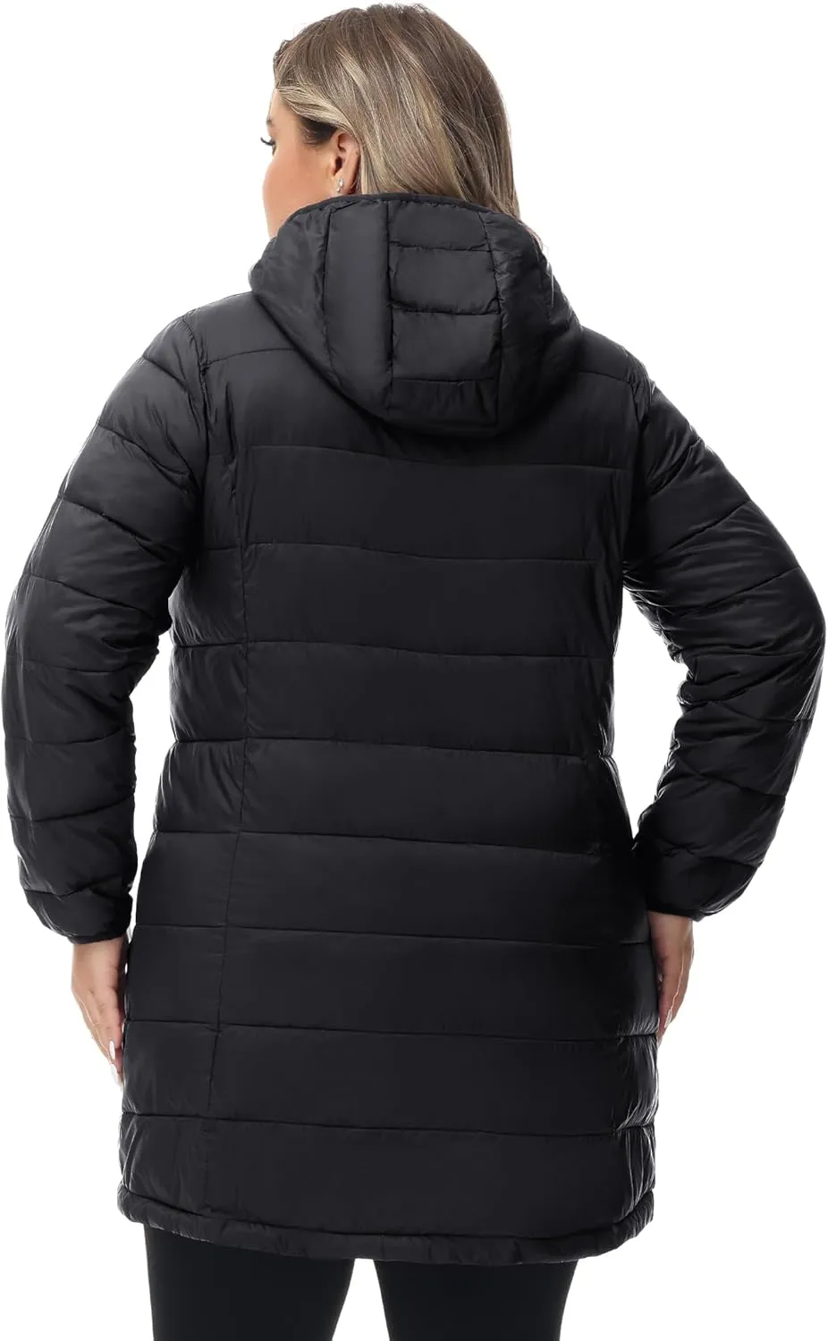 ROYAL MATRIX Women's Plus Size Puffer Jacket Packable Lightweight Hooded Quilted Spring Fall Long Puffer Coat