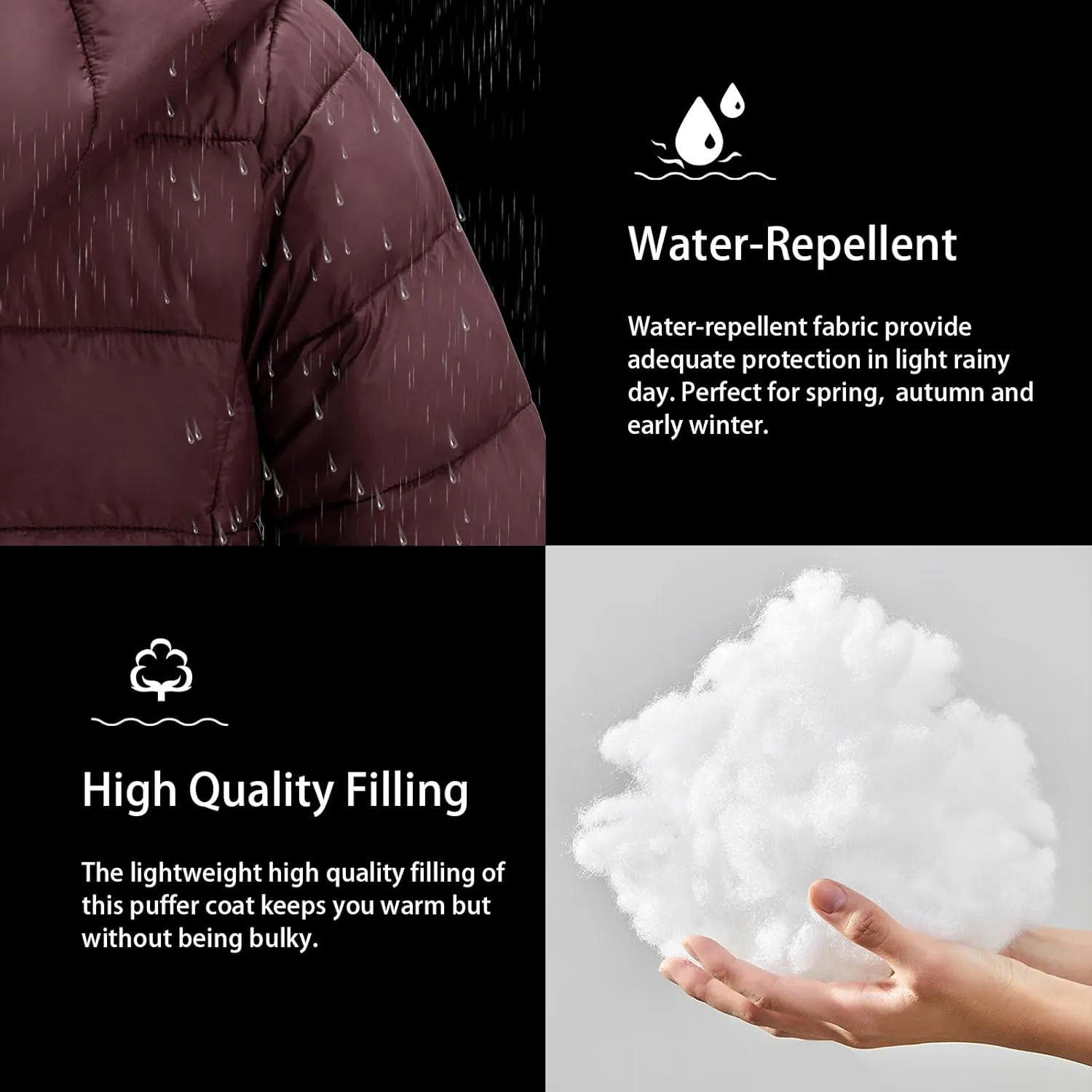 ROYAL MATRIX Women's Plus Size Puffer Jacket Packable Lightweight Hooded Quilted Spring Fall Long Puffer Coat