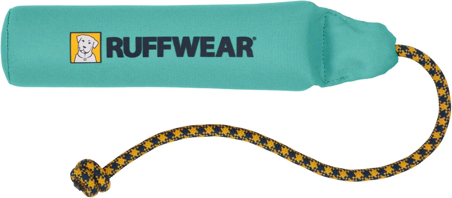 Ruffwear Lunker Throw Toy for Dogs – Durable, Soft Fabric Toy with Rope Handle for Fetch and Tug on Land & Water, Aurora Teal, Medium