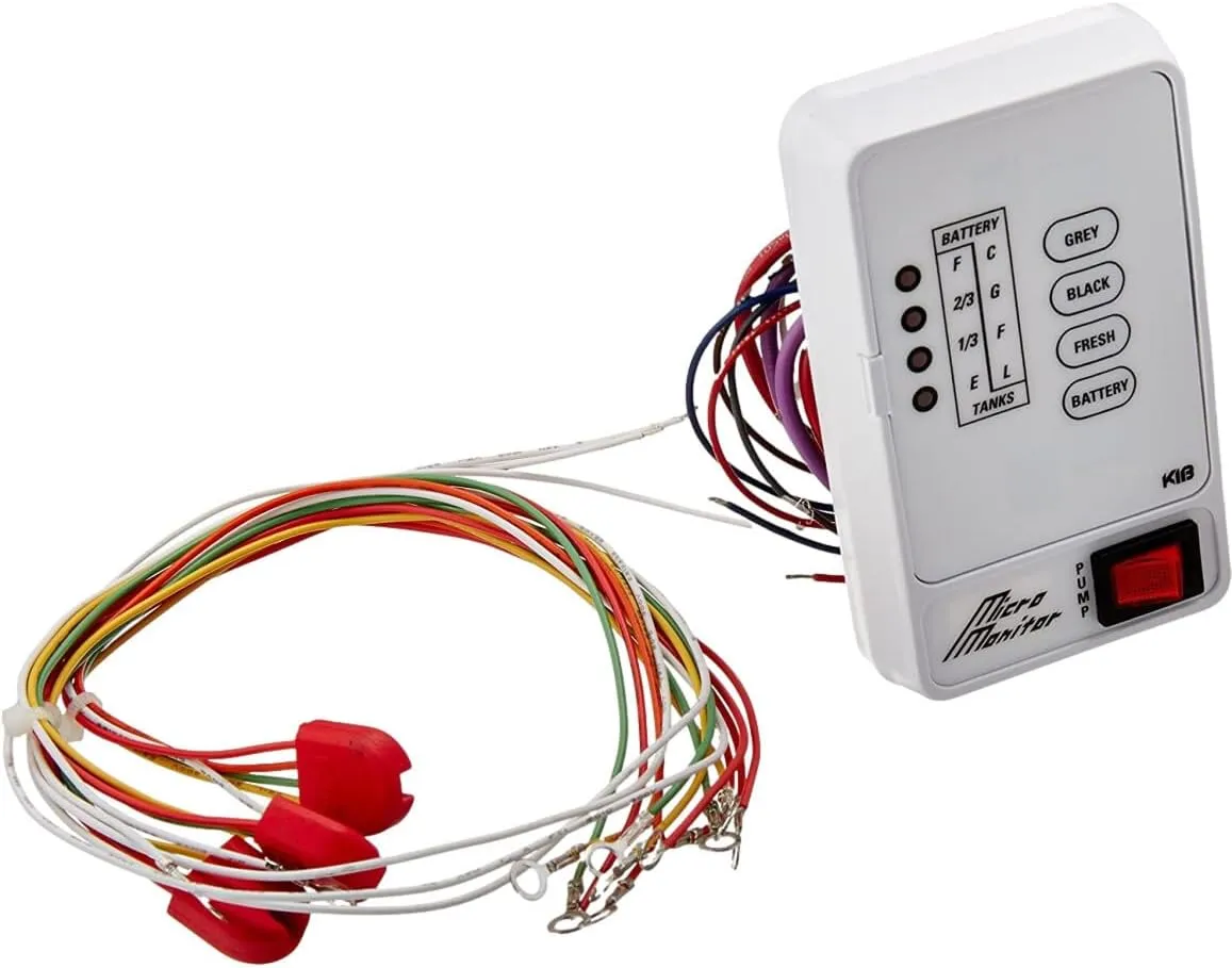 RV Tank Sensor Monitor Panel M21 | KIB Replacement | Includes Wire Harness Kit | Level Sensor | Fresh Water or Holding Tank Level Sensor White