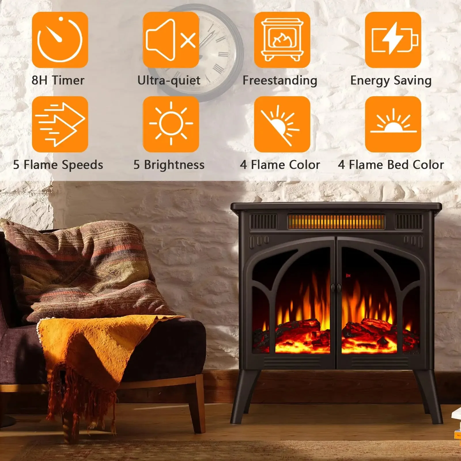 R.w.flame  25 Inch Electric Fireplace Stove Heater
