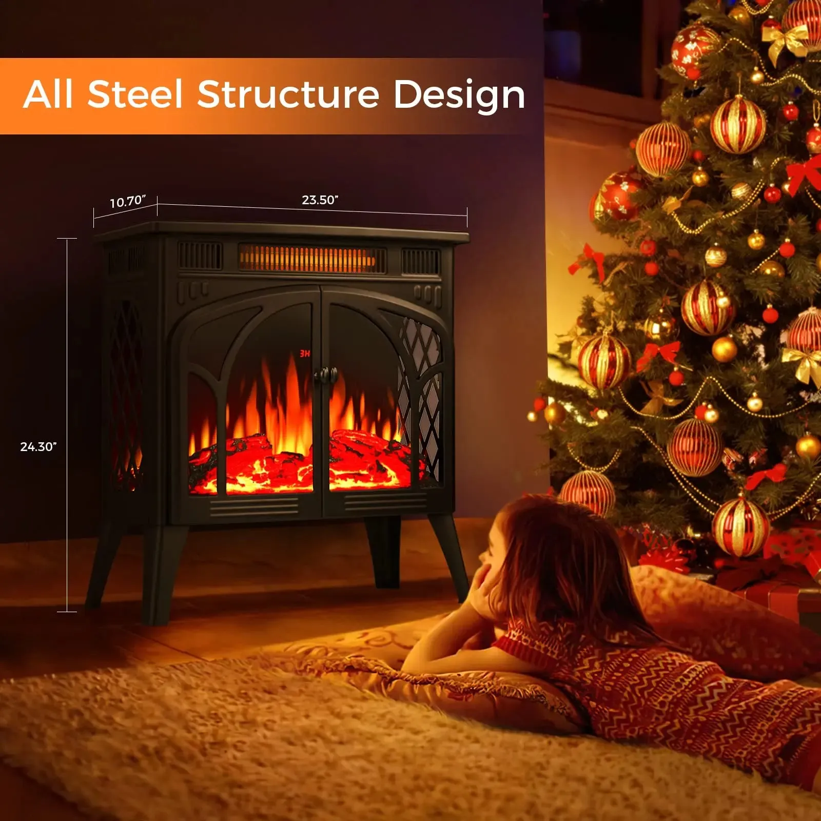 R.w.flame  25 Inch Electric Fireplace Stove Heater