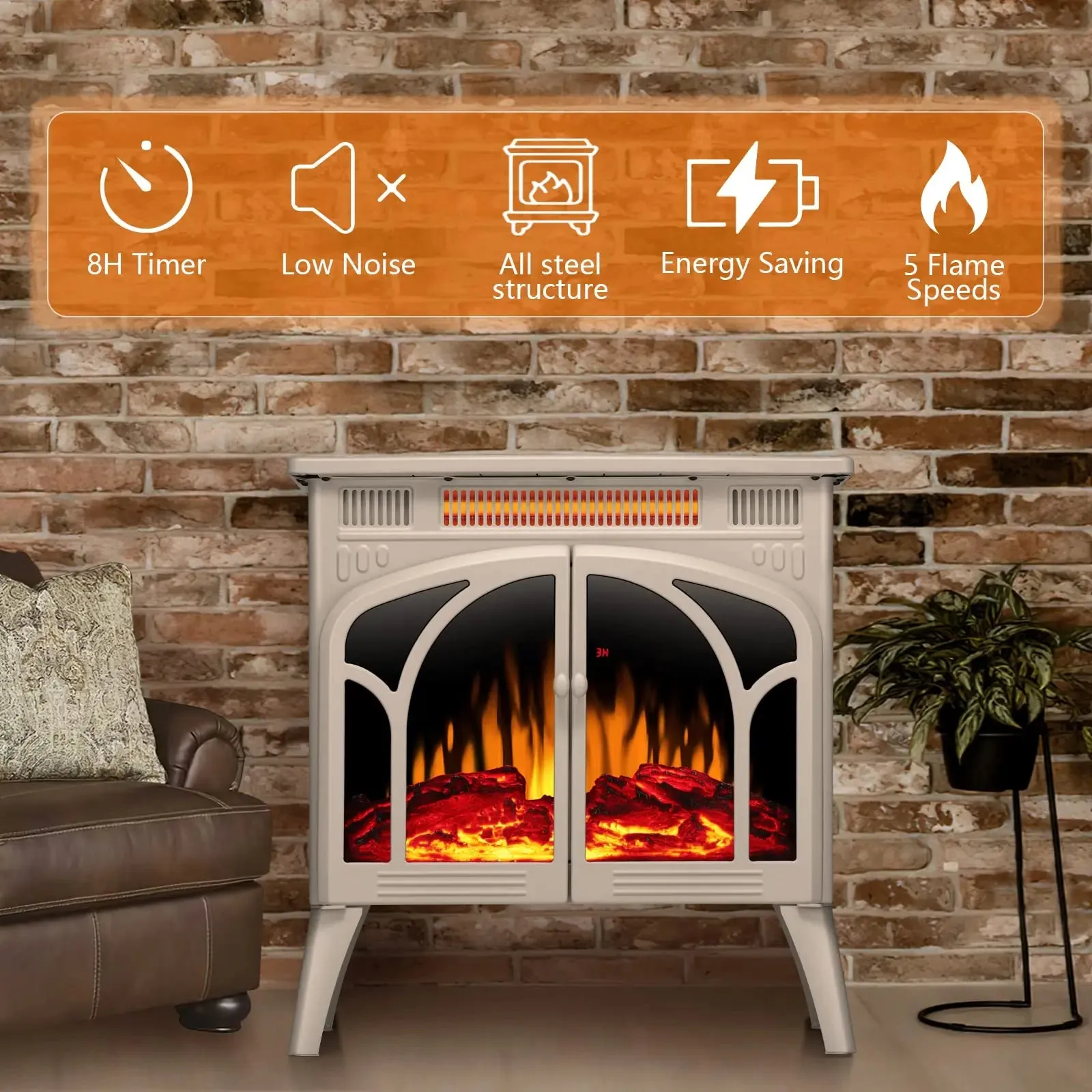R.w.flame  25 Inch Electric Fireplace Stove Heater