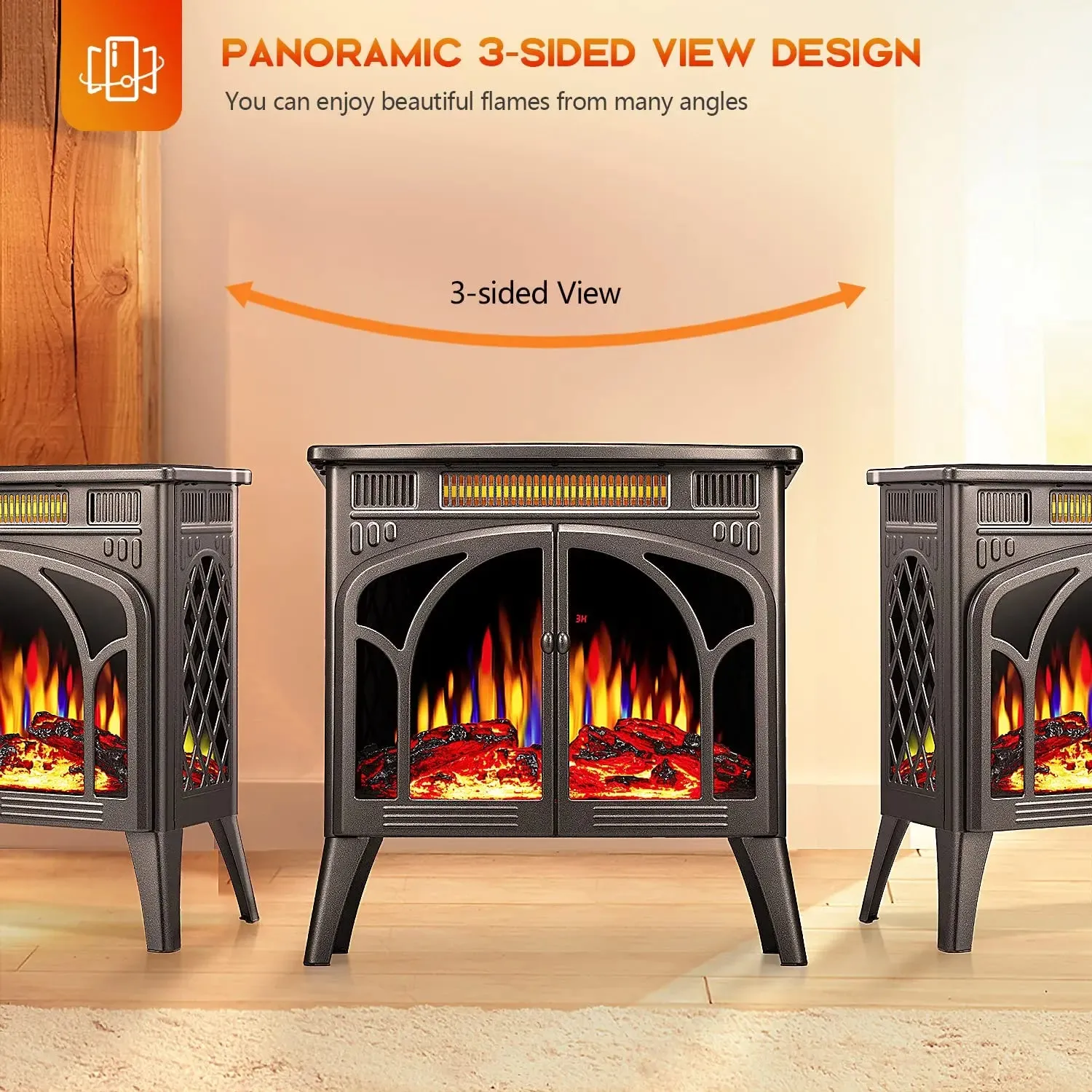 R.w.flame  25 Inch Electric Fireplace Stove Heater
