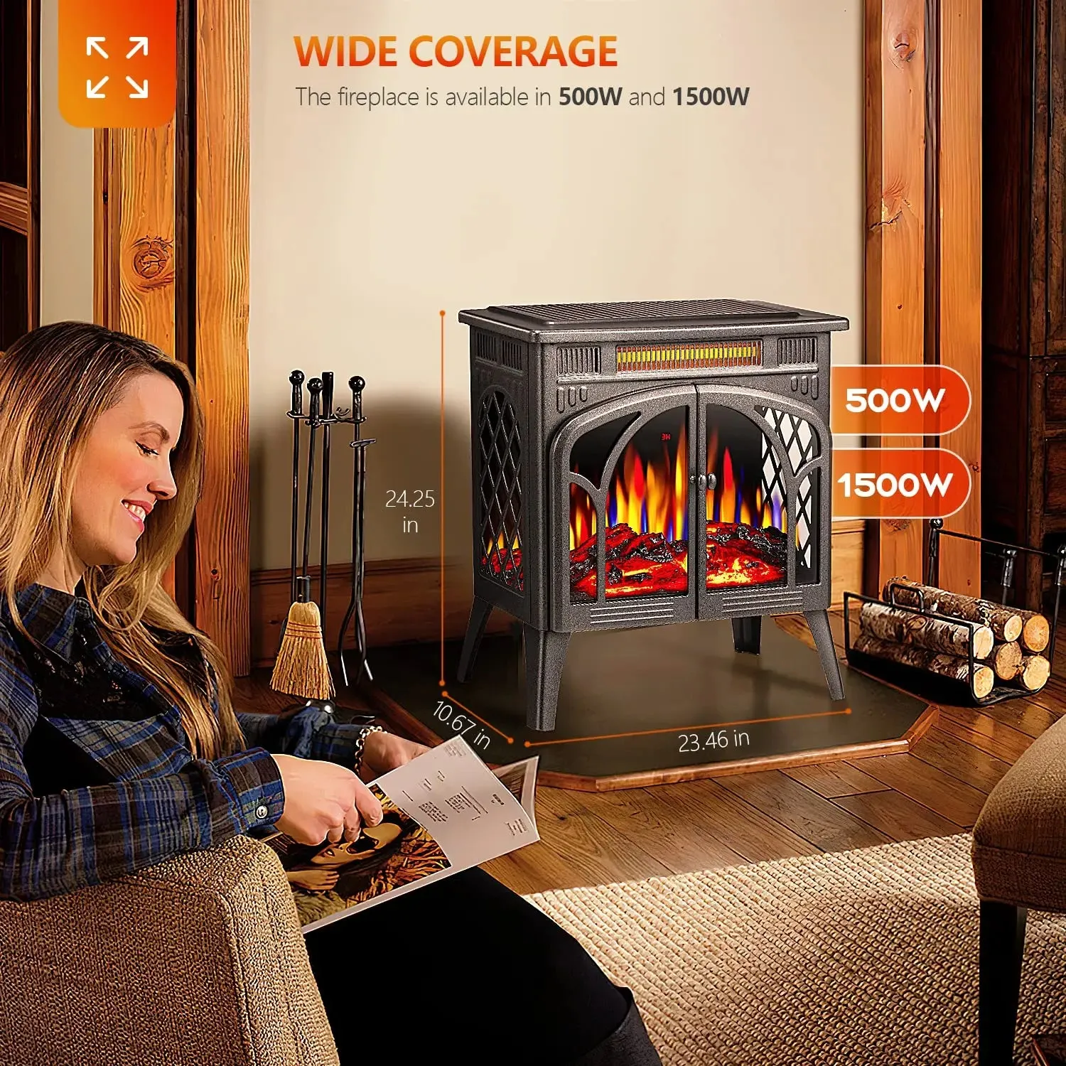 R.w.flame  25 Inch Electric Fireplace Stove Heater