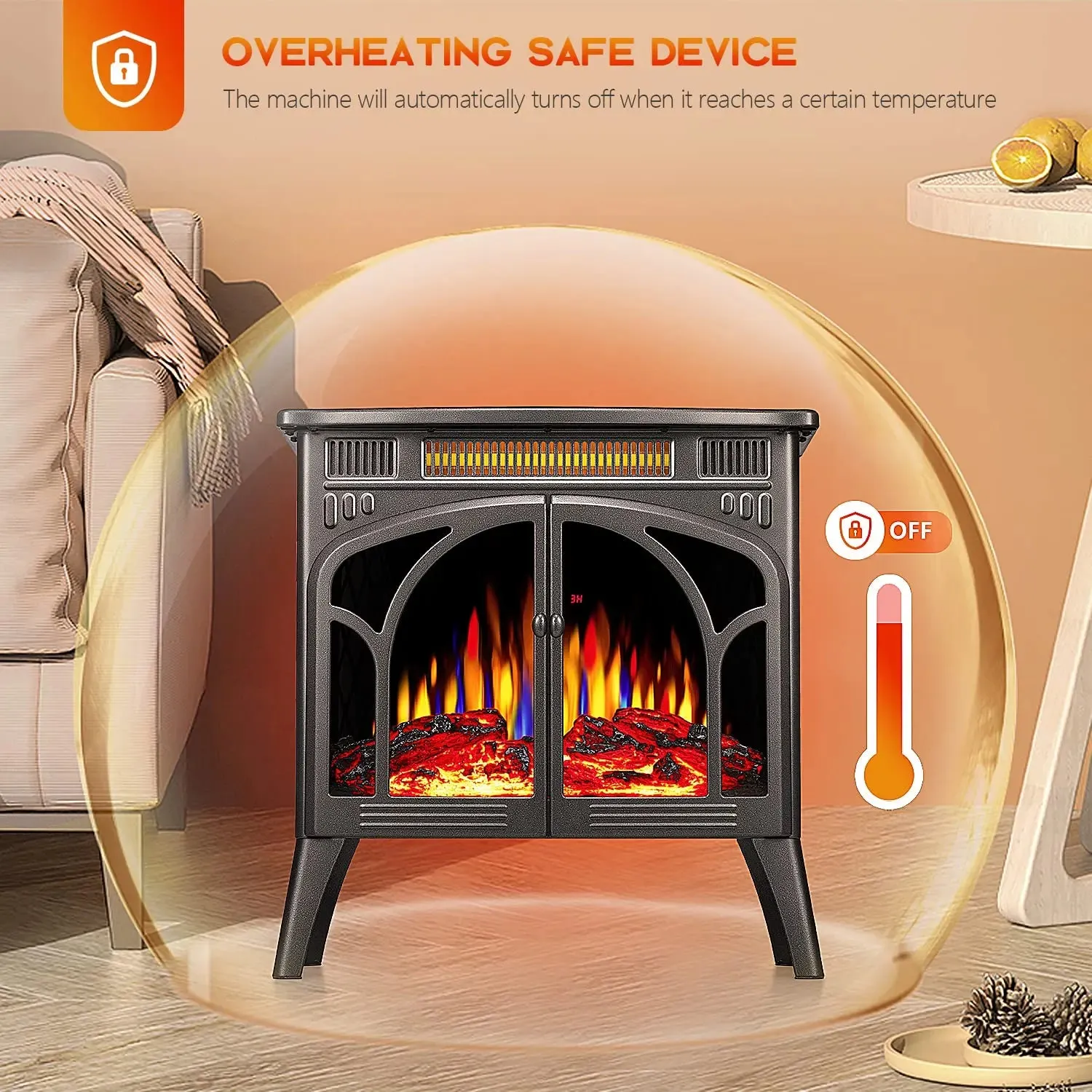 R.w.flame  25 Inch Electric Fireplace Stove Heater