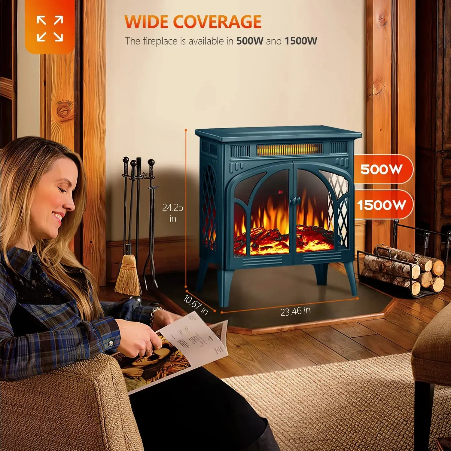 R.w.flame  25 Inch Electric Fireplace Stove Heater