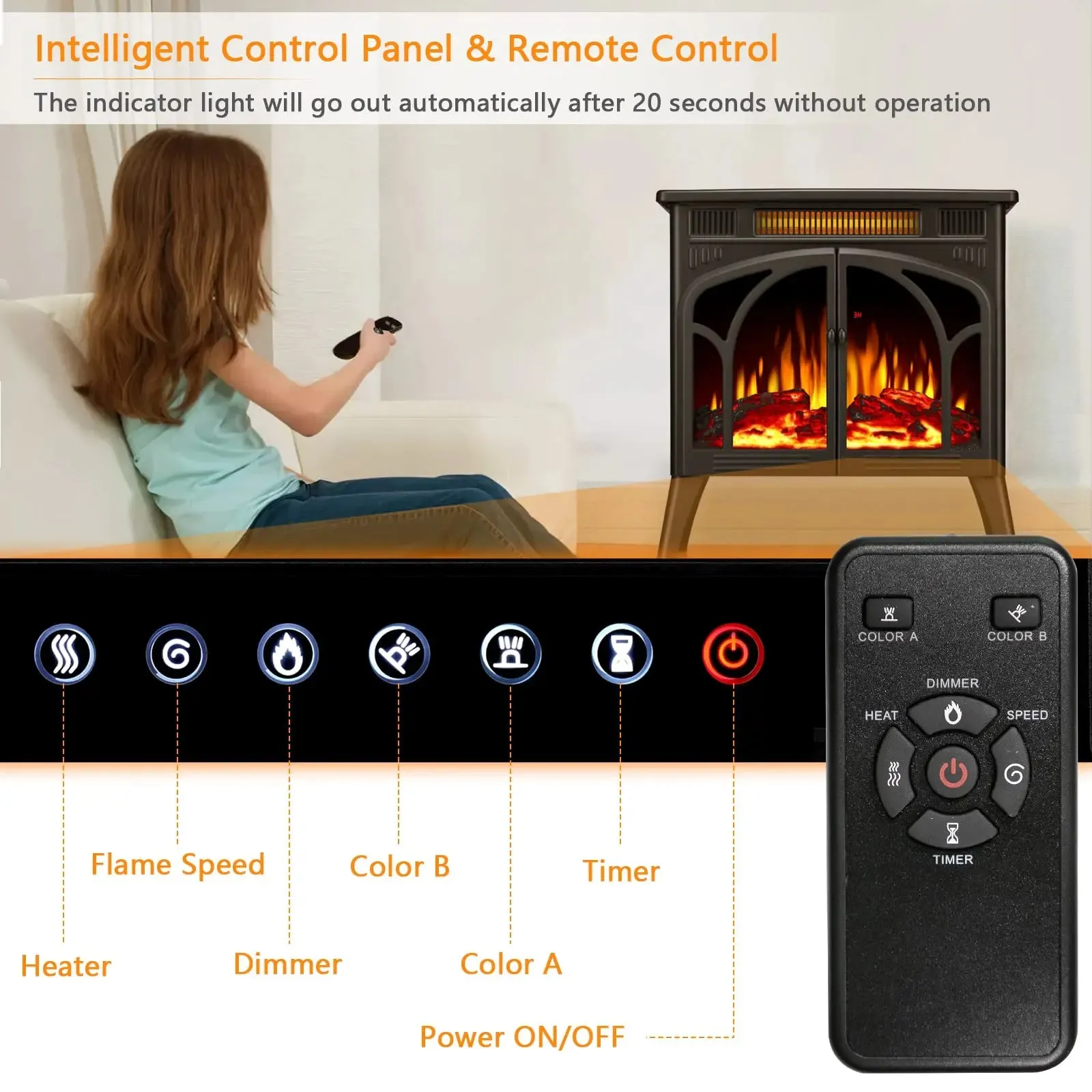 R.w.flame  25 Inch Electric Fireplace Stove Heater