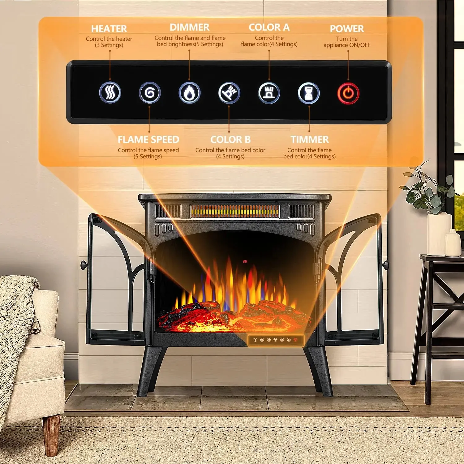 R.w.flame  25 Inch Electric Fireplace Stove Heater