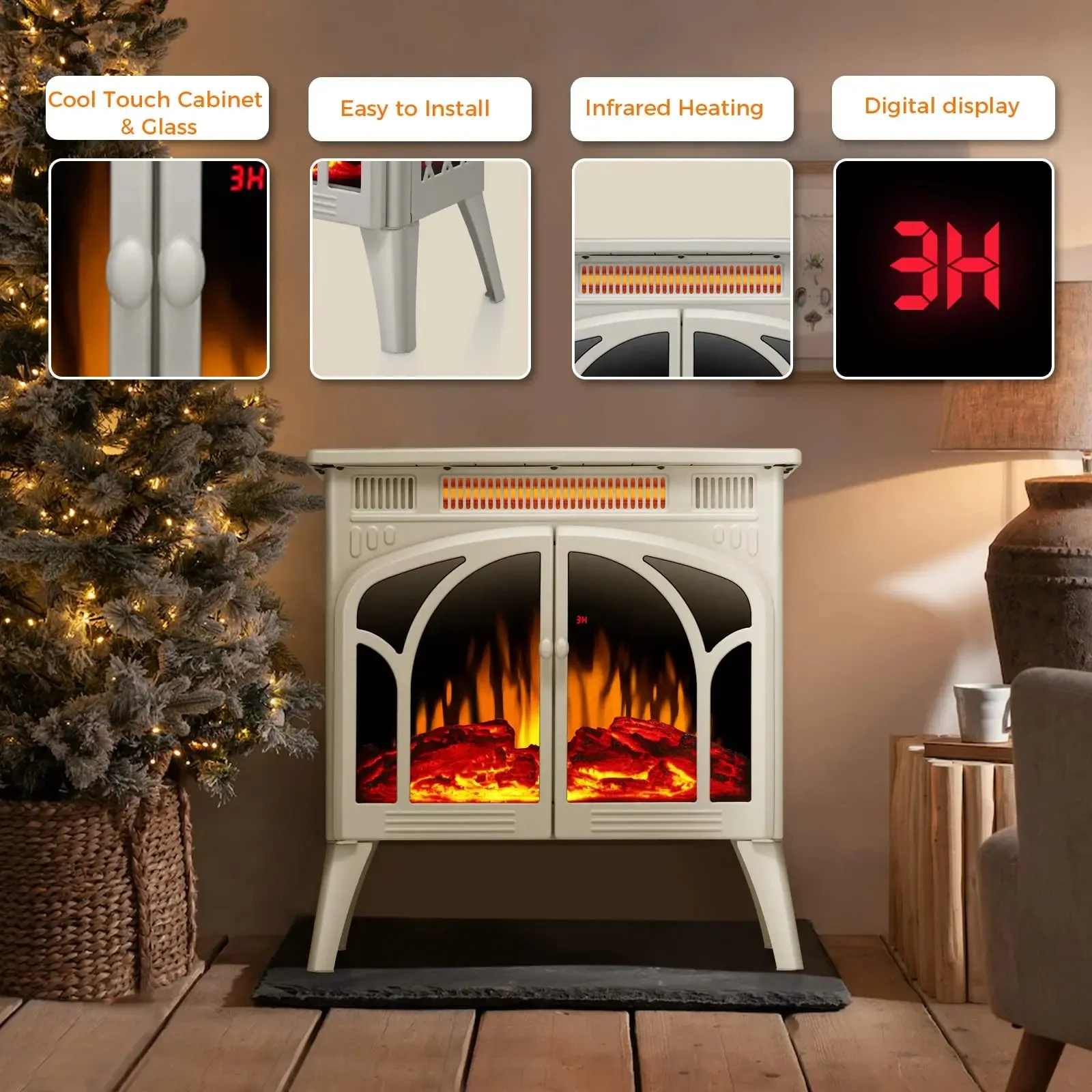 R.w.flame  25 Inch Electric Fireplace Stove Heater