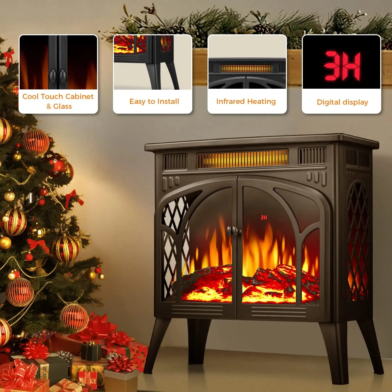 R.w.flame  25 Inch Electric Fireplace Stove Heater