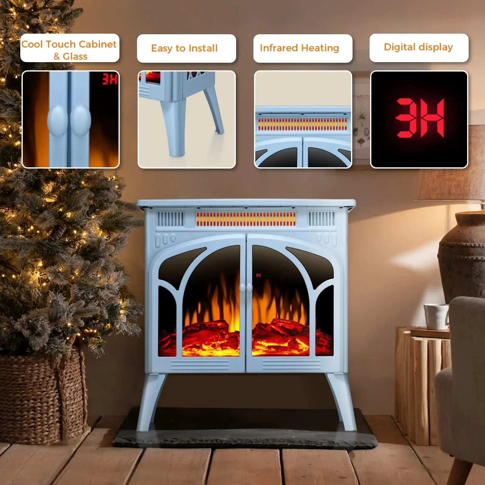 R.w.flame  25 Inch Electric Fireplace Stove Heater