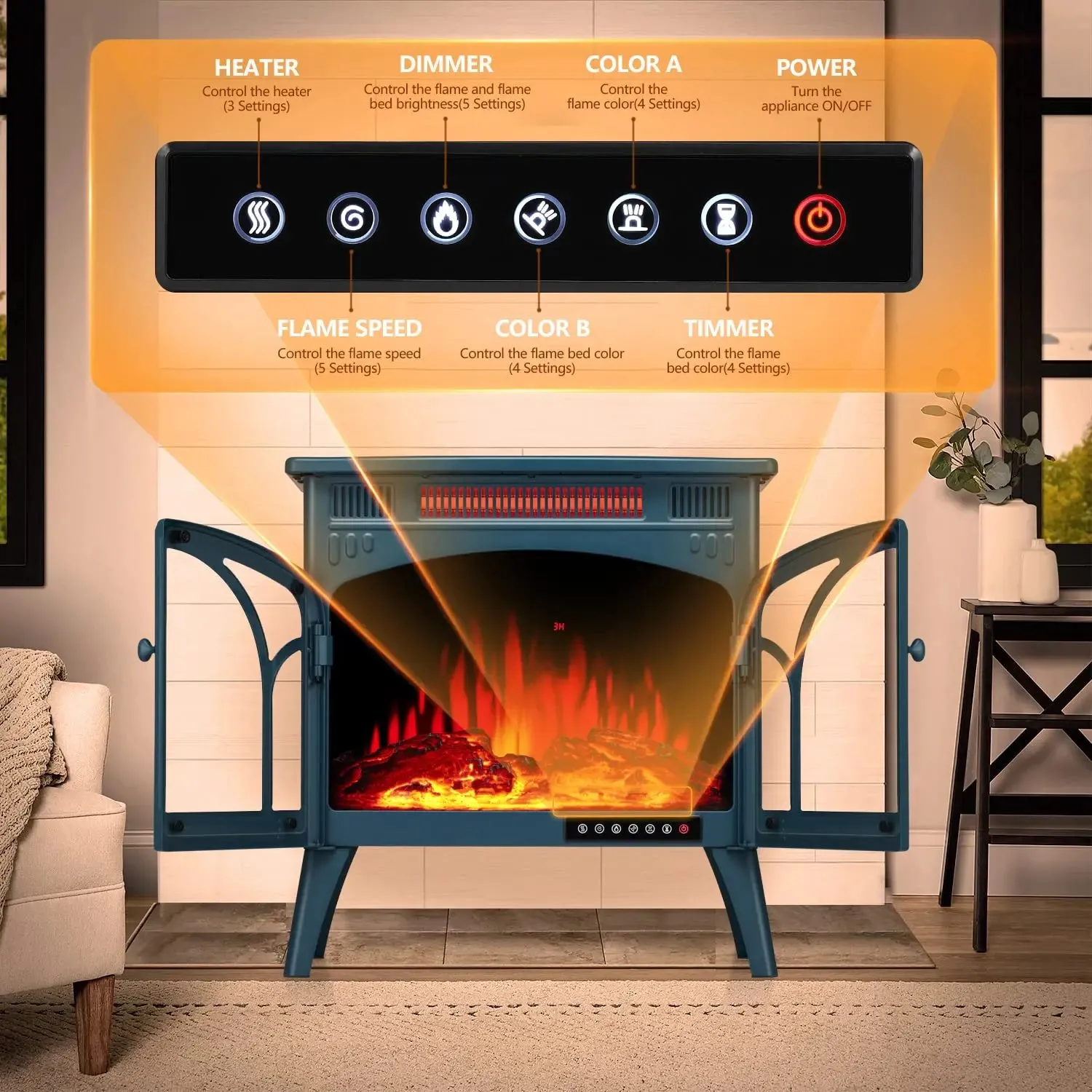 R.w.flame  25 Inch Electric Fireplace Stove Heater