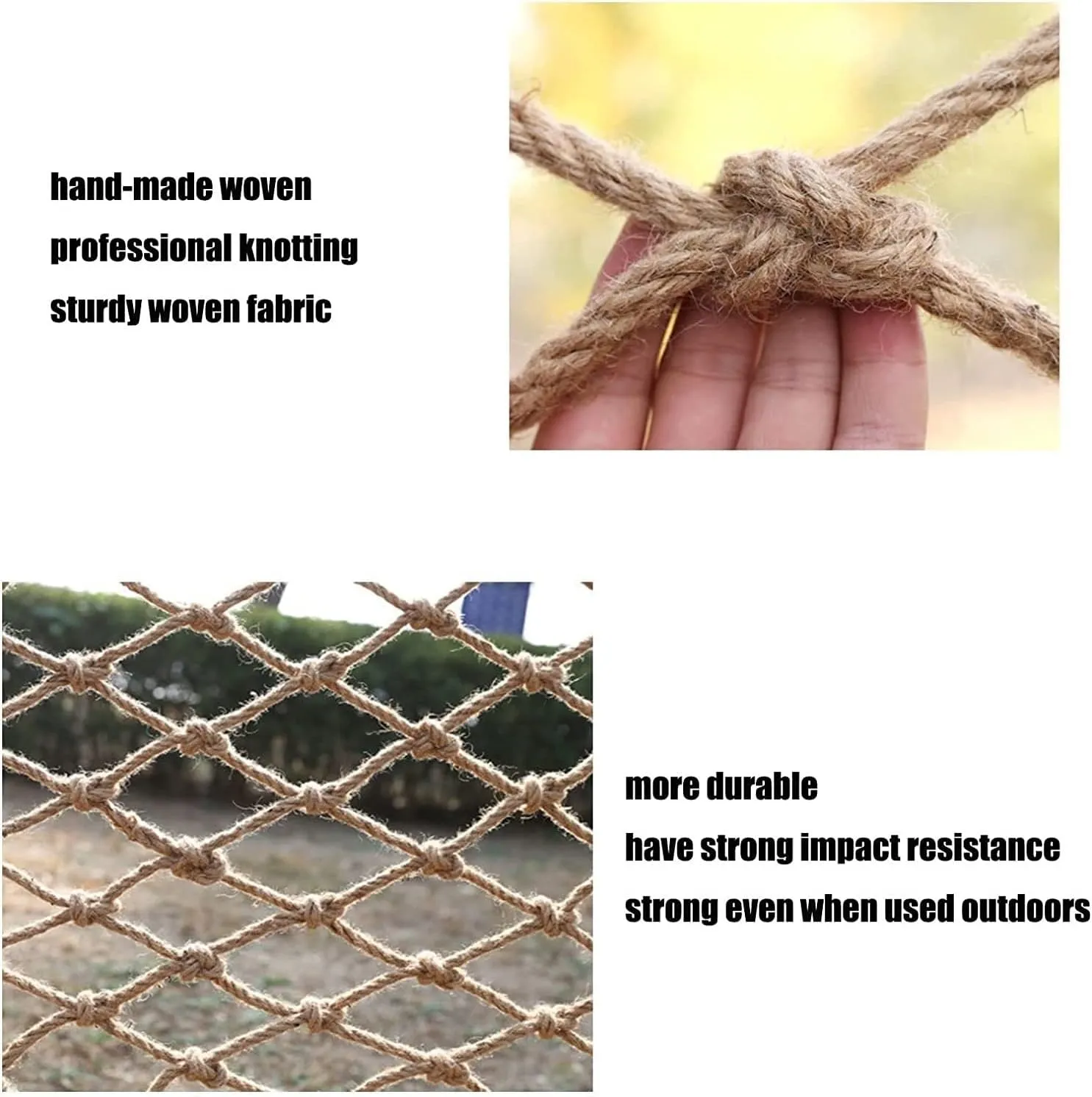 RZM Child Climbing Playground Net Heavy Duty Hemp Rope Cargo Nets Outdoor Treehouse Fence Decor Birds Net Kids Safety Swing Rope Ladder Protective Net (Size : 1 * 1m(3 * 3ft))