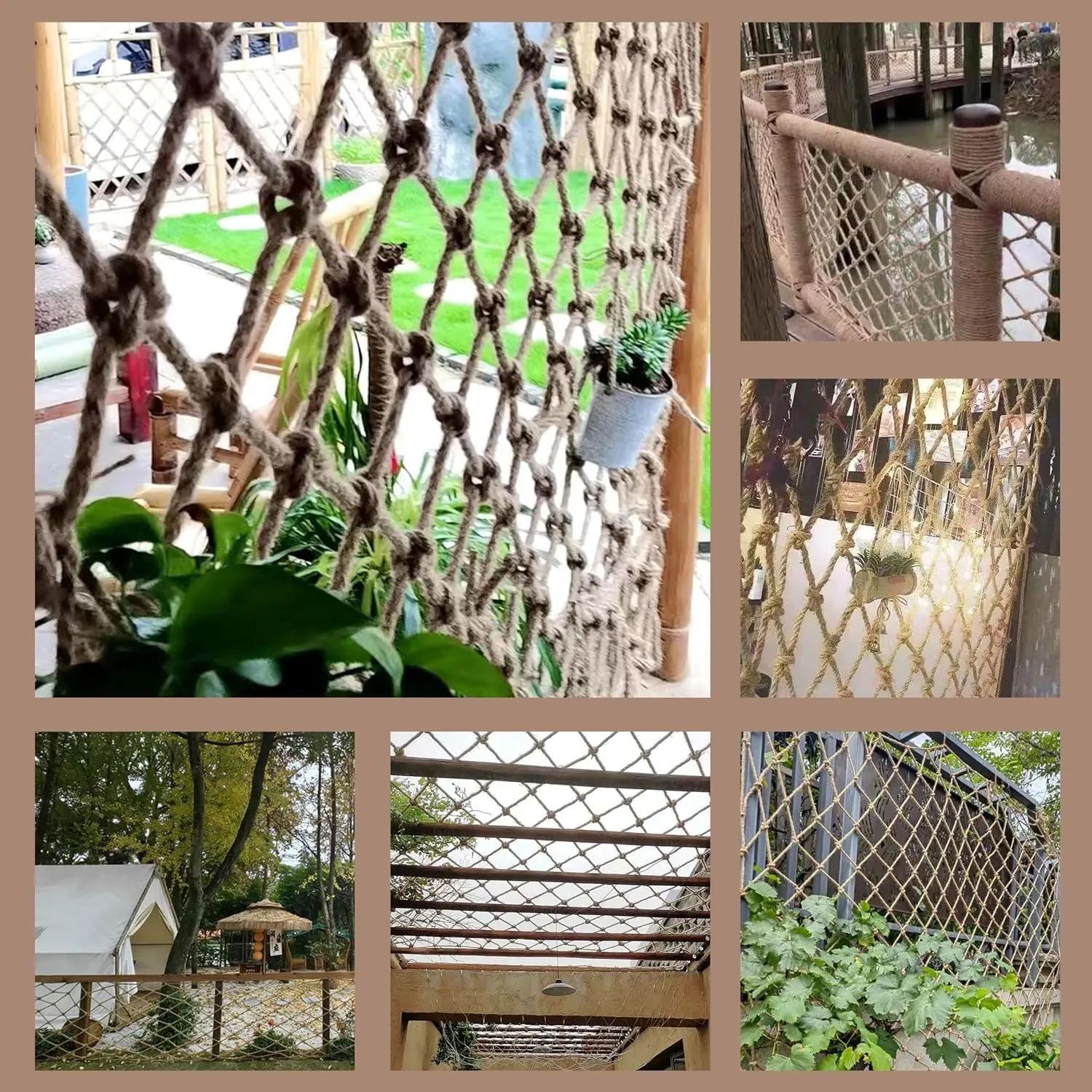 Safety Hemp Rope Net Kids Climbing Safety Net Tree House Climbing Children Rope Neting Balcony Stairs Fence Railing Garden Playground Protection Heavy Duty Net Indoor & Outdoor Decor Rope Net