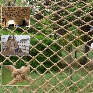 Safety Hemp Rope Net Kids Climbing Safety Net Tree House Climbing Children Rope Neting Balcony Stairs Fence Railing Garden Playground Protection Heavy Duty Net Indoor & Outdoor Decor Rope Net