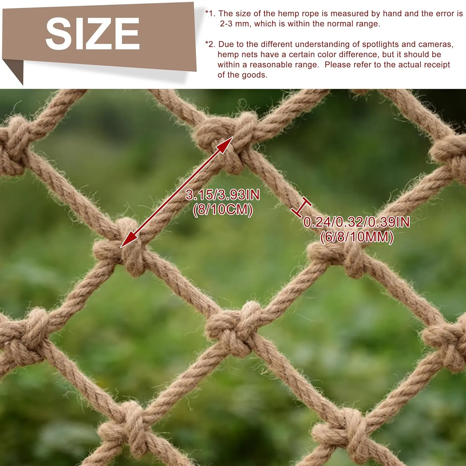 Safety Hemp Rope Net Kids Climbing Safety Net Tree House Climbing Children Rope Neting Balcony Stairs Fence Railing Garden Playground Protection Heavy Duty Net Indoor & Outdoor Decor Rope Net