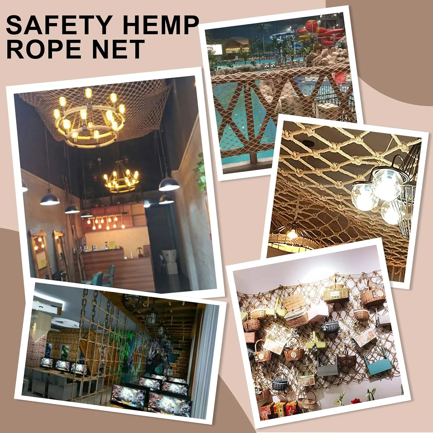 Safety Hemp Rope Net Kids Climbing Safety Net Tree House Climbing Children Rope Neting Balcony Stairs Fence Railing Garden Playground Protection Heavy Duty Net Indoor & Outdoor Decor Rope Net