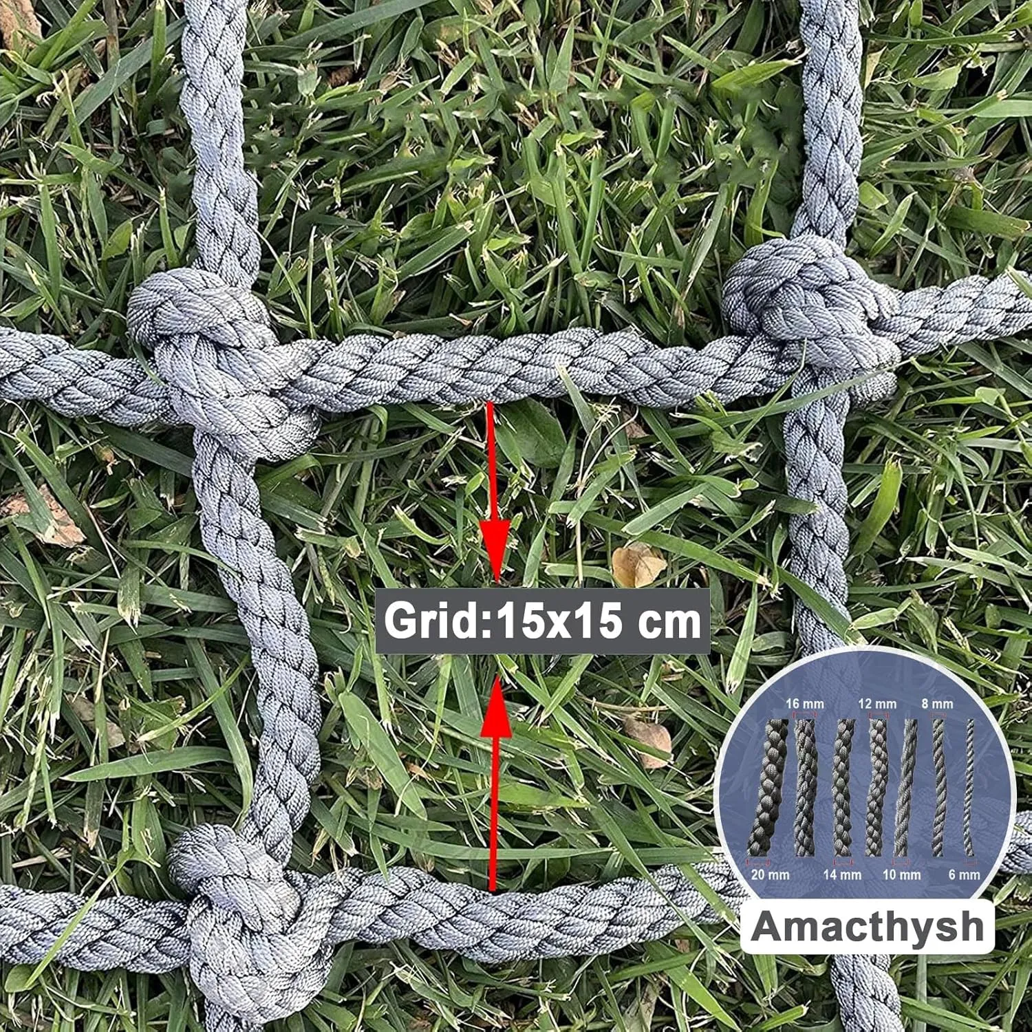 Safety Protective Net Heavy Duty Climbing Cargo Netting Rope Climbing Net Suitable for Playground Treehouse Protection Decoration Playing(Size:6.6 * 9.8ft)