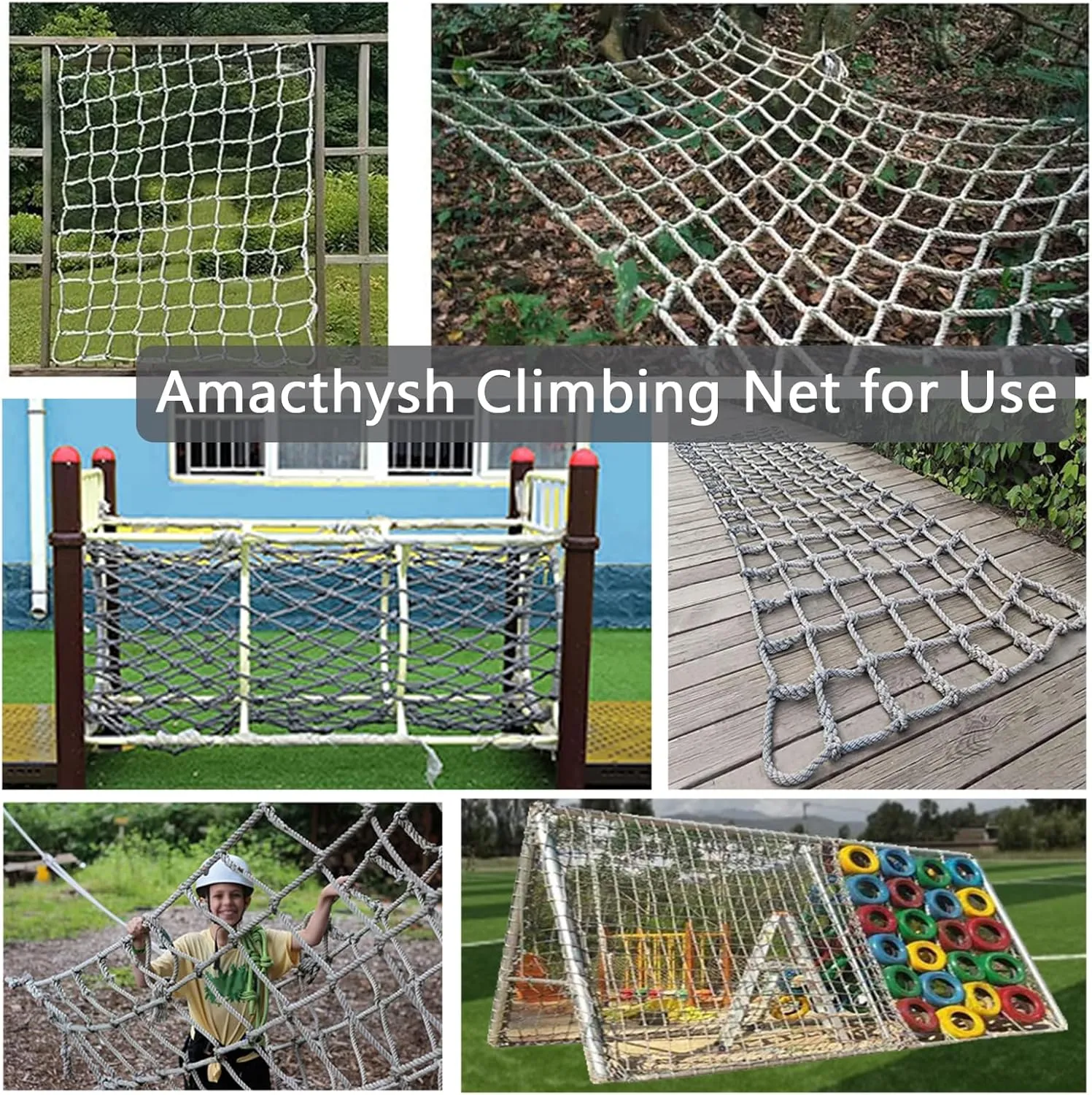Safety Protective Net Heavy Duty Climbing Cargo Netting Rope Climbing Net Suitable for Playground Treehouse Protection Decoration Playing(Size:6.6 * 9.8ft)