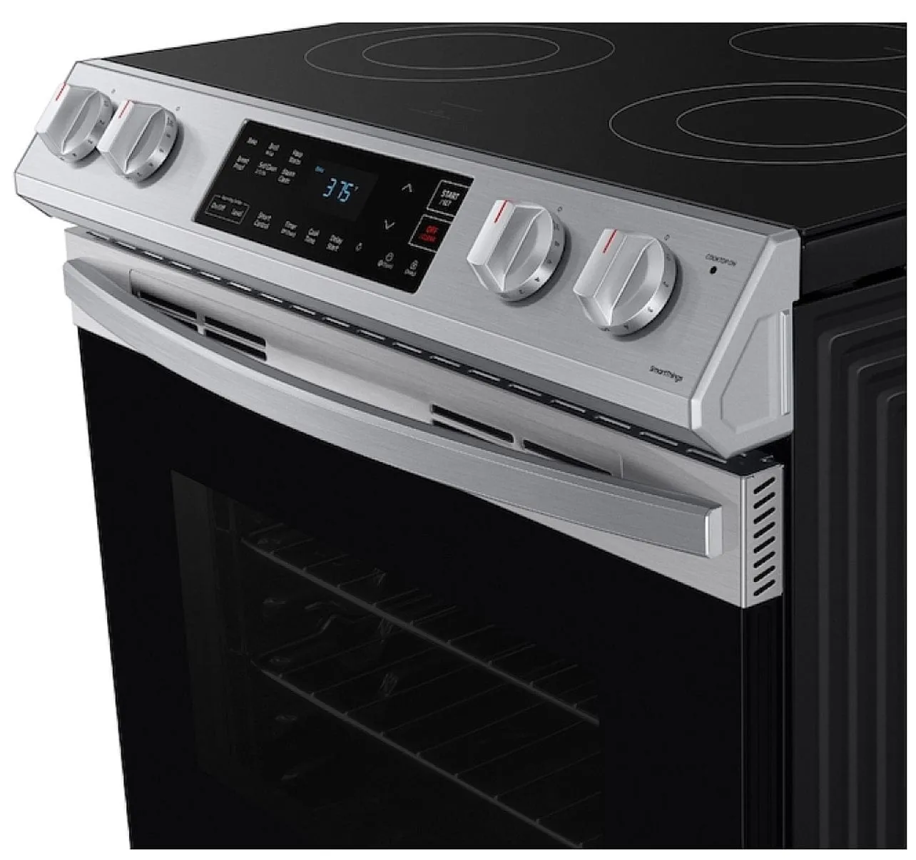Samsung NE63T8111SS - NE63T8111SS - NE63T8311 /AC Range, 30" Exterior Width, Electric Range, Self Clean, Glass Burners (Electric), 5 Burners, 6.3 cu. ft. Capacity, Storage Drawer, 1 Ovens, Wifi Enabled, 3000W, Front Controls, Stainless Steel colour