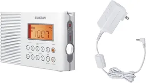 Sangean H201 Portable AM/FM/Weather Alert Digital Tuning Waterproof Shower Radio (White)   Sangean ADP-H202 Switching Power AC Adapter