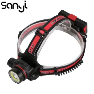 SANYI Zoomable Headlamp 1*XML-T6 1*COB LED Headlight 18650 battery USB Rechargeable Head Lamp Flashlight head torch lantern