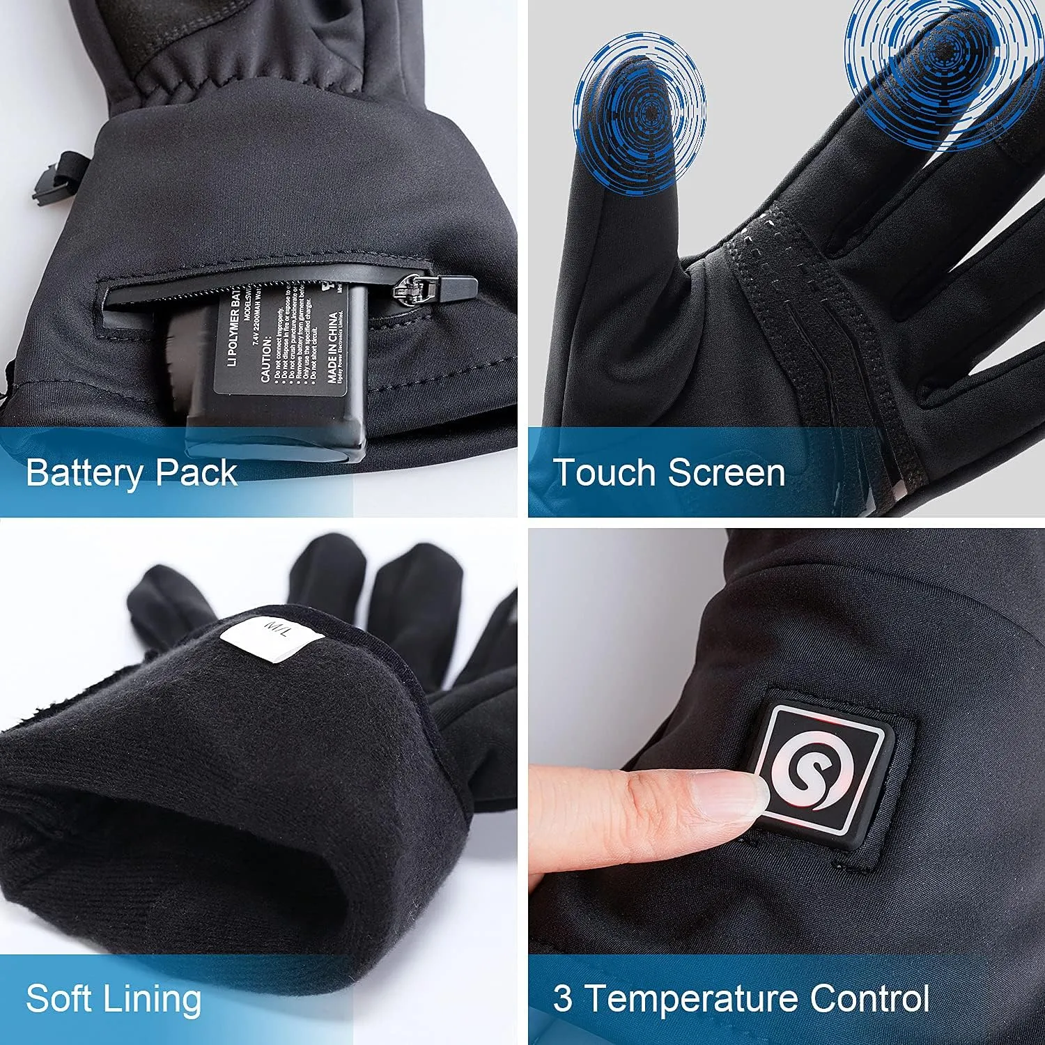 SAVIOR HEAT Thin Heated Gloves for Men Women, Electric Glove with Rechargeable Battery Hand Warmer for Skiing Hiking Hunting Camping Climbing Motorcycling