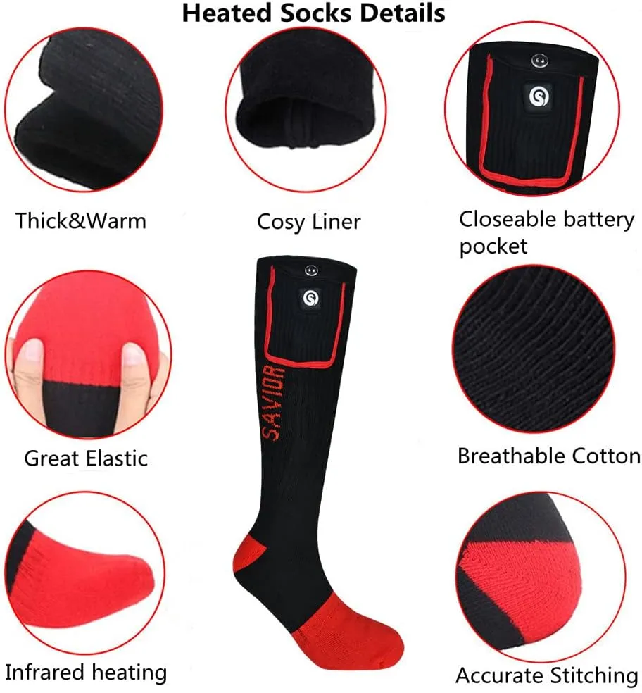Savior Heated Socks,Rechargeable Electric Heated Socks for Men Women,Winter Foot Warmers,Suitable for Outdoor Work,Skiing,Skating,Cycling,Camping,Fishing,Hunting,etc.