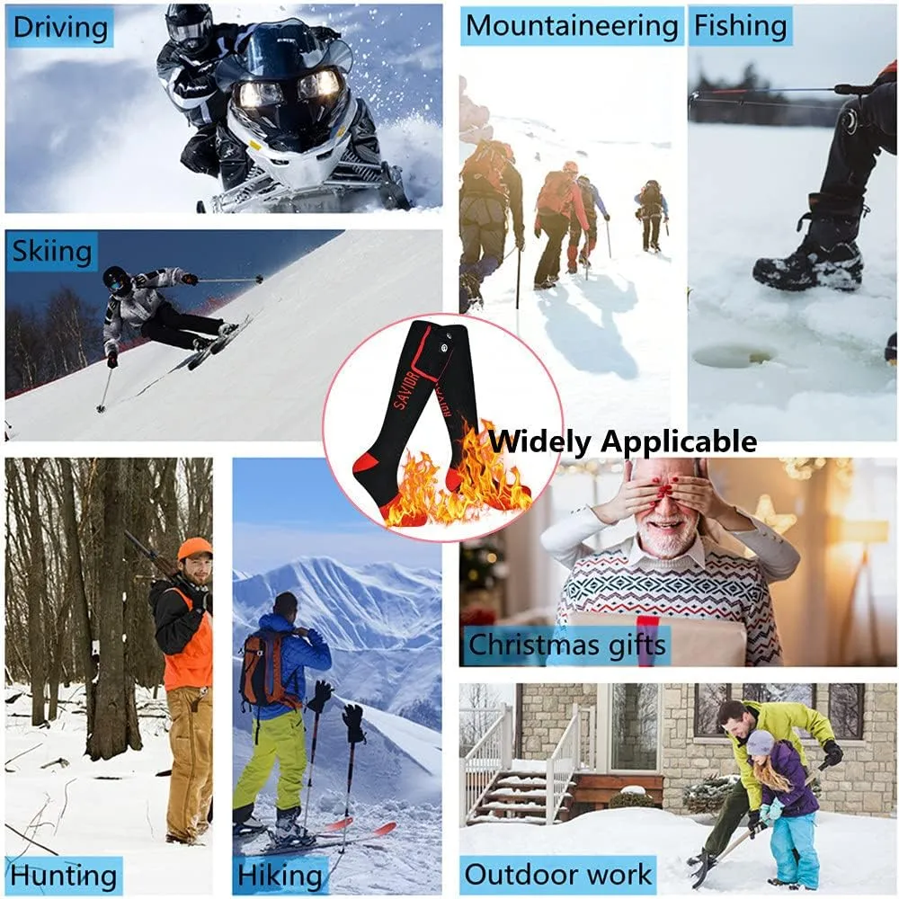 Savior Heated Socks,Rechargeable Electric Heated Socks for Men Women,Winter Foot Warmers,Suitable for Outdoor Work,Skiing,Skating,Cycling,Camping,Fishing,Hunting,etc.