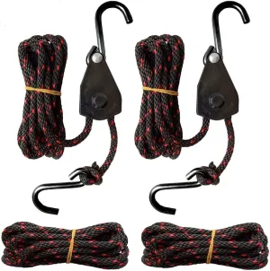 Seamander Kayak Canoe Bow and Stern Straps,Tie Down Straps Heavy Duty Rope Hanger Ratchet 1/4''x10ft 10FT