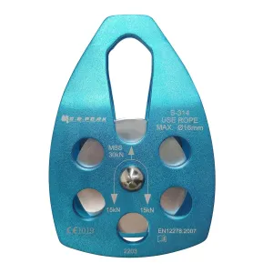 SEPEAK 30kN Large Rescue Pulley Sheave with Swing Plate CE UIAA, Portable Outdoor Climbing Pulley for Backyard Zipline,Climbing&Rock Rescue Lifting,Fits Rope up to 16 mm/Holds Up to 6750lbs,Blue