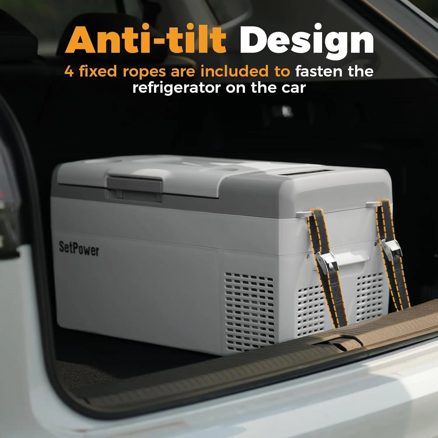 Setpower 12V Refrigerator Electric Coolers for Vehicles AC/DC, 15L/15.8QT Car Fridge Portable Freezer, Plug In Cooler, 12/24V DC & 110/240V AC for Truck RV SUV Travel Camping, White