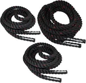 SGT KNOTS Twisted Battle Rope - Weighted Exercise Rope for Strength Training, CrossFit, Battling, Climbing & the Gym (1", 1.5", 2")