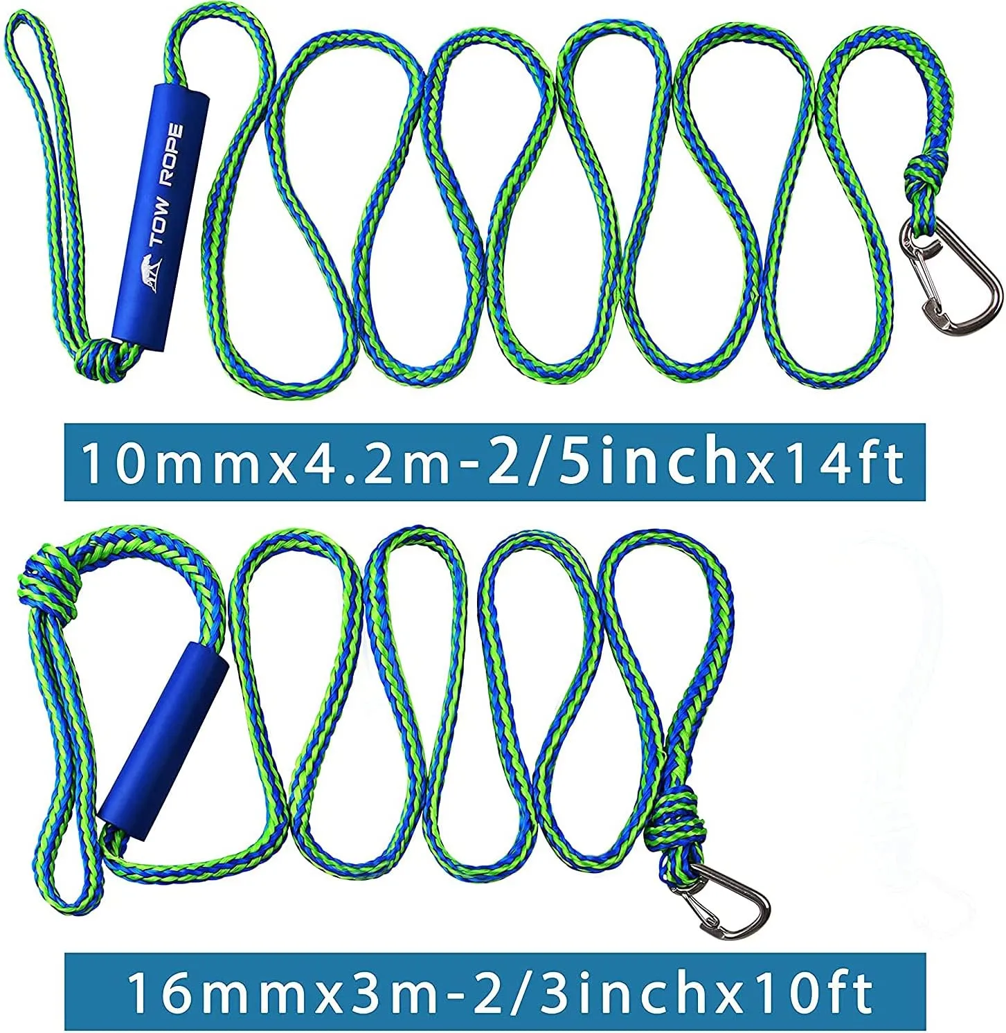 Shaddock Fishing PWC Boat Docking Lines,2 Pack Tow Rope with Clip and Loop Heavy Duty Braided Line Marine Rope Tube Ideal for Jet Ski Watercraft Boat Kayaking Available in 4 Sizes