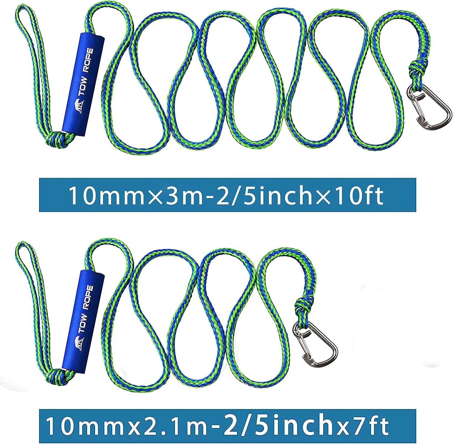 Shaddock Fishing PWC Boat Docking Lines,2 Pack Tow Rope with Clip and Loop Heavy Duty Braided Line Marine Rope Tube Ideal for Jet Ski Watercraft Boat Kayaking Available in 4 Sizes