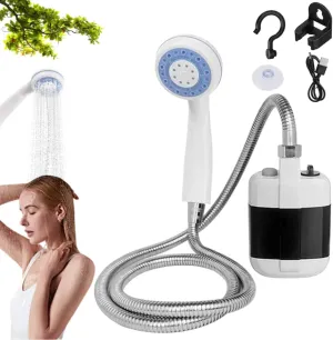 Shower Head, Portable Camping Shower Outdoor Camp Shower Pump, Upgrade Rechargeable Electric Shower Pump for Camping, Hiking, Traveling, RV, Pet Cleaning