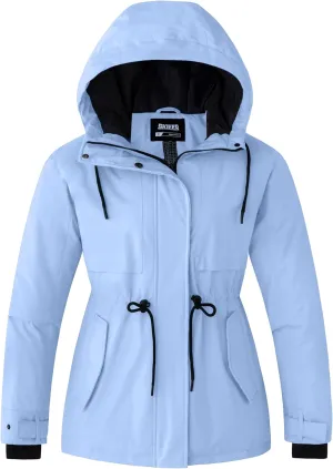 Skieer Women's Waterproof Ski Jacket Hooded Fleece Winter Jacket Warm Snow Coat