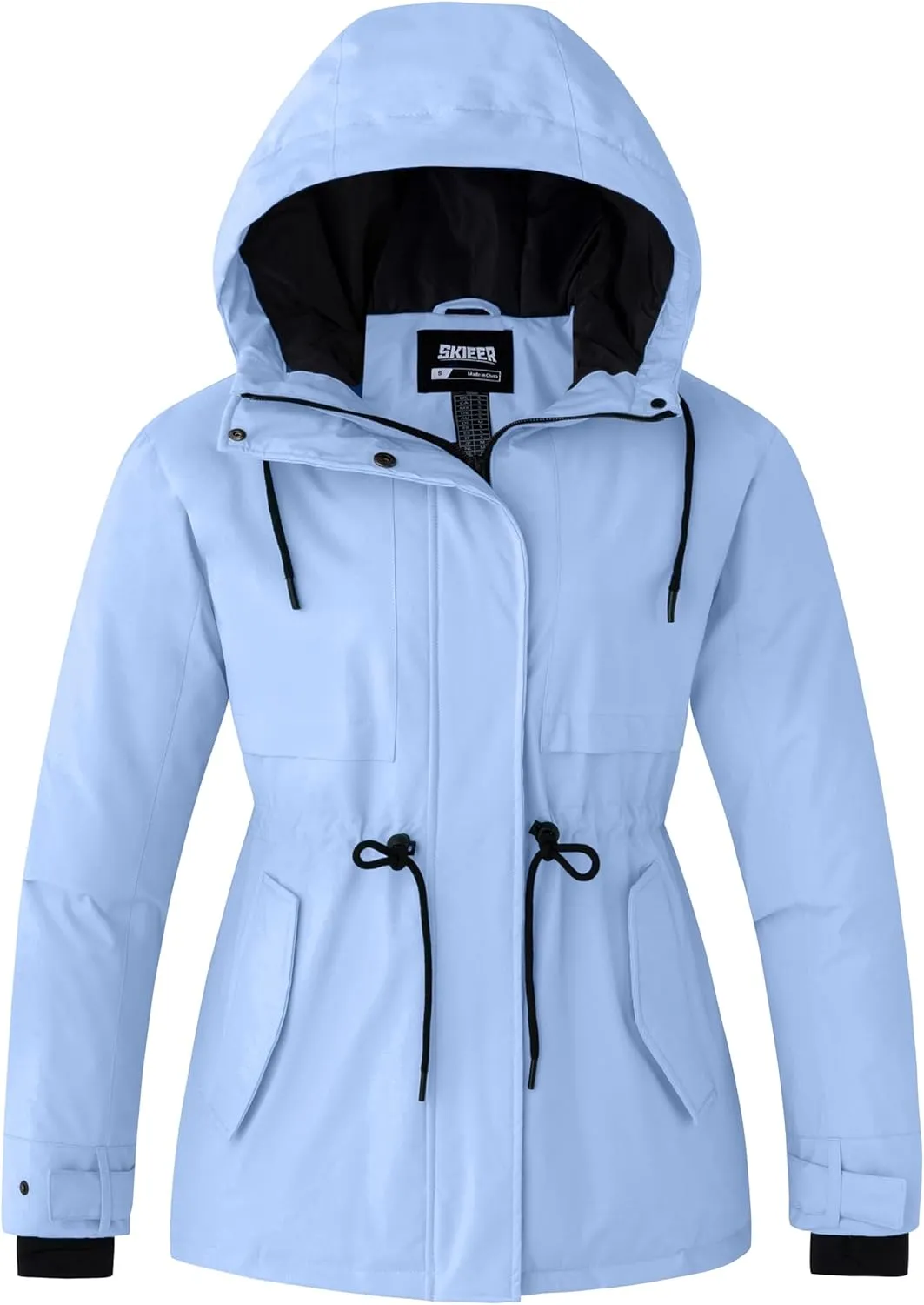Skieer Women's Waterproof Ski Jacket Hooded Fleece Winter Jacket Warm Snow Coat