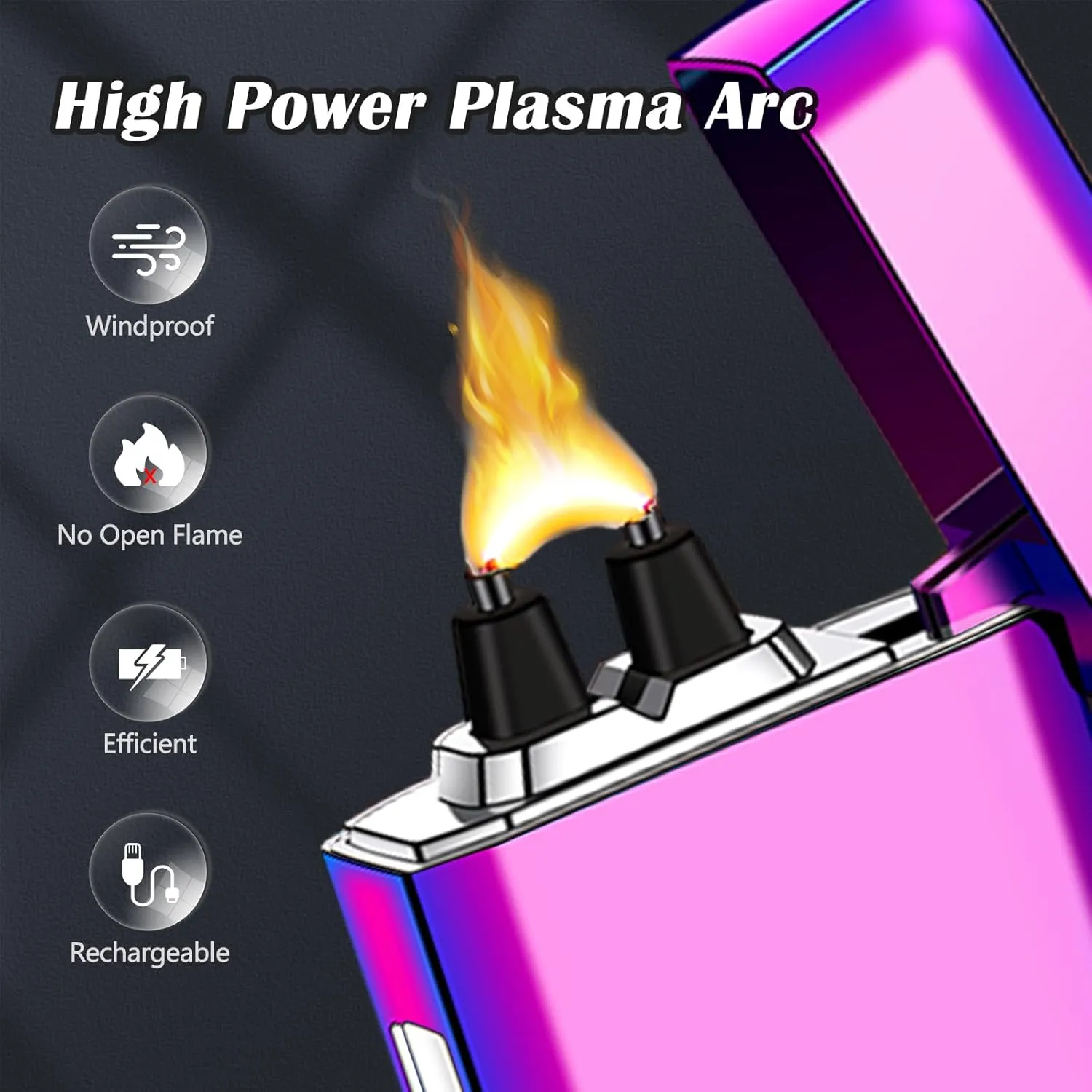 SKRFIRE Plasma Lighters Rechargeable Dragon USB Lighters, Electric Lighter Windproof Electronic Arc Flame Lighter with LED Power Display for Candle, Incense, Gifts for Men, Women (Color)