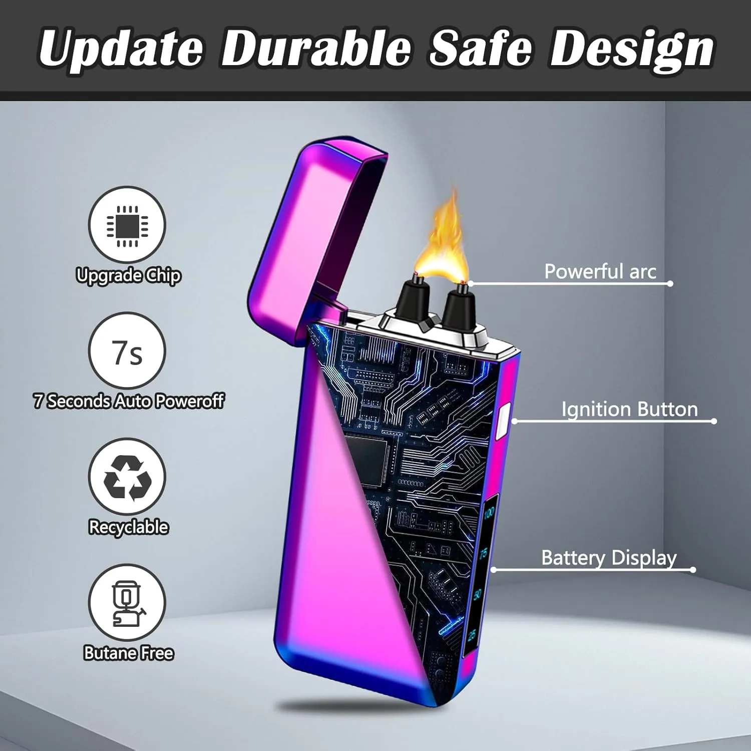 SKRFIRE Plasma Lighters Rechargeable Dragon USB Lighters, Electric Lighter Windproof Electronic Arc Flame Lighter with LED Power Display for Candle, Incense, Gifts for Men, Women (Color)