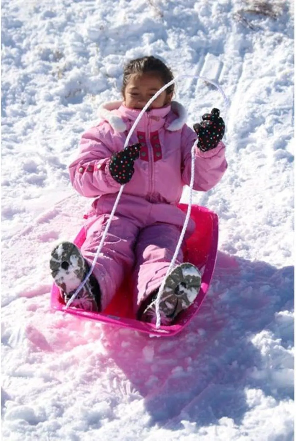 Slippery Racer Downhill Sprinter Flexible Kids Toddler Plastic Cold-Resistant Toboggan Snow Sled with Pull Rope and Handles -35 Inch