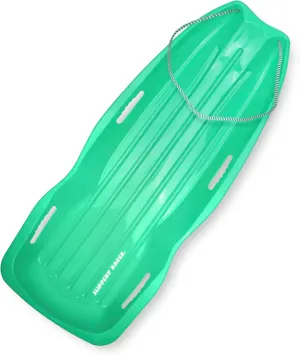Slippery Racer Downhill Xtreme Flexible Adults and Kids Plastic Toboggan Snow Sled for up to 2 Riders with Pull Rope and Handles. (Green, 1)